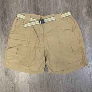LL Bean Hiking Shorts Belted Cargo Brown Nylon Outdoor Hiking Women’s Size Large